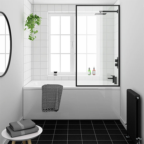 Arezzo Black Framed Fixed Round Single Ended Shower Bath
