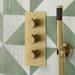 Arezzo Fluted Round Modern Triple Concealed Shower Valve - Brushed Brass profile small image view 4 