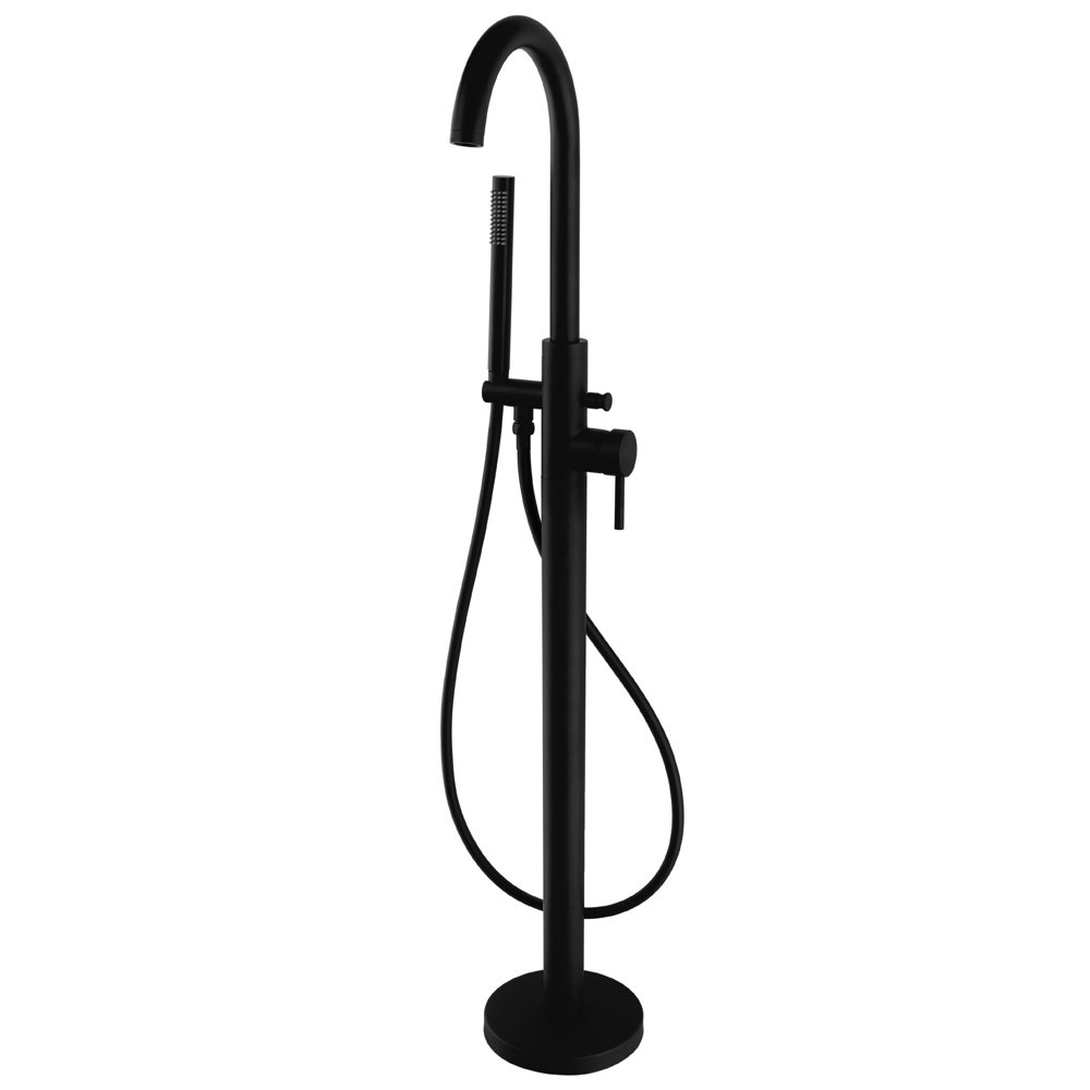 Arezzo Matt Black Freestanding Bath Tap with Shower Mixer Victorian Plumbing UK