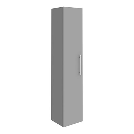 Arezzo Wall Hung Tall Storage Cabinet - Matt Grey - with Industrial Style Chrome Handle