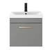 Arezzo 500 Matt Grey Wall Hung 1-Drawer Vanity Unit with Brushed Brass Handle profile small image view 4 