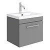 Arezzo Industrial Style 500 Matt Grey Wall Hung Vanity Unit with Chrome Handle profile small image view 1 
