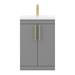 Arezzo Floor Standing Vanity Unit - Matt Grey - 600mm with Industrial Style Brushed Brass Handles profile small image view 6 