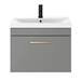 Arezzo 600 Matt Grey Wall Hung 1-Drawer Vanity Unit with Brushed Brass Handle profile small image view 5 