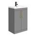 Arezzo Grey Floor Standing Vanity Unit, Tall Cabinet + Toilet Pack with Brass Handles profile small image view 2 