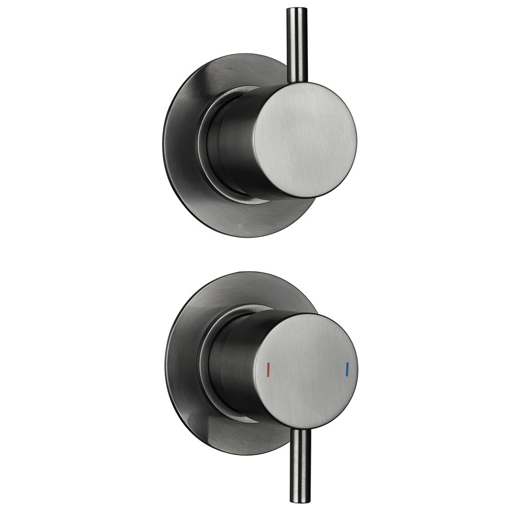 Arezzo Brushed Gunmetal Grey Concealed Individual Diverter + Thermostatic Control Shower Valve