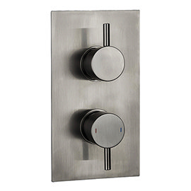 Arezzo Brushed Gunmetal Grey Round Modern Twin Concealed Shower Valve with Diverter