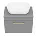 Arezzo Wall Hung Countertop Basin Unit - Grey with Brushed Brass Handle - 600mm inc. Basin profile small image view 5 