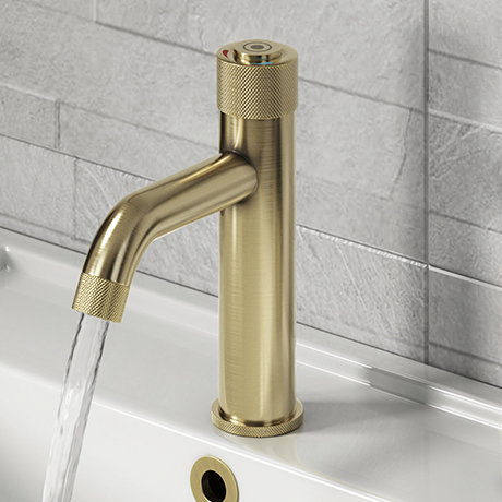 Arezzo Brushed Brass Industrial Style 1-Touch Basin Tap