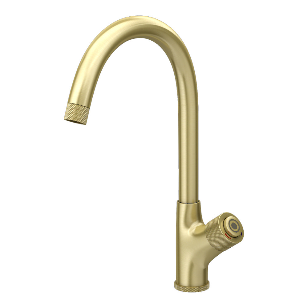 Arezzo Brushed Brass Industrial Style 1 Touch Kitchen Mixer Tap Victorian Plumbing Uk