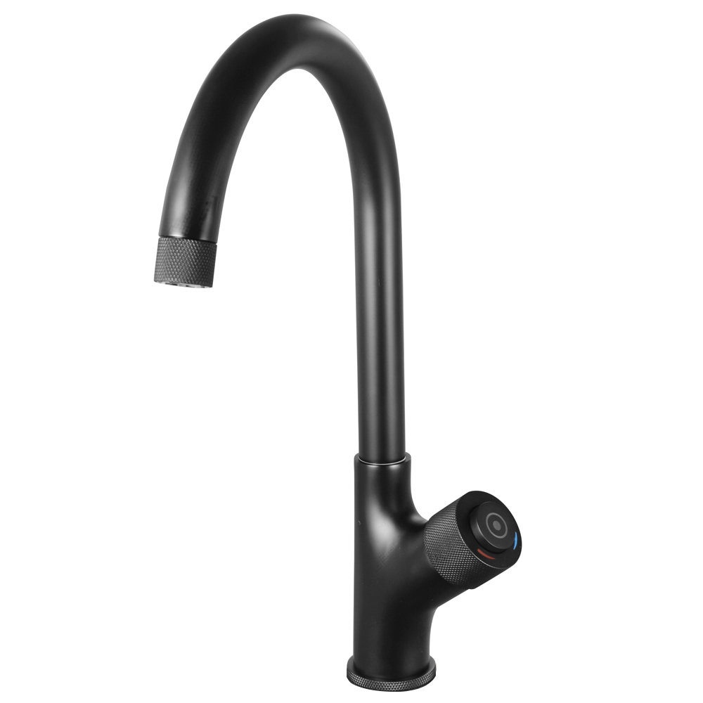 Arezzo Matt Black Industrial Style 1-Touch Kitchen Mixer Tap ...