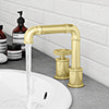 Arezzo Brushed Brass 2TH Industrial Style Deck Mounted Basin Mixer Small Image