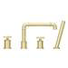 Arezzo Brushed Brass 4TH Industrial Style Deck Mounted Bath Shower Mixer inc. Pull Out Handset profile small image view 5 
