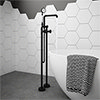 Arezzo Matt Black Industrial Style Freestanding Bath Shower Mixer Tap profile small image view 1 