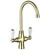 Arezzo Dual-Lever Traditional Kitchen Tap Brushed Brass profile small image view 1 