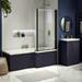 Arezzo Shower Bath - 1700mm L Shaped with Matt Black Screen + Matt Blue Panel profile small image view 3 
