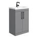 Arezzo Matt Black 900mm Quadrant Shower Suite with Matt Grey Vanity Unit + Modern Round Toilet profile small image view 5 