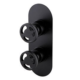 Arezzo Matt Black Industrial Style Round Modern Twin Concealed Shower Valve