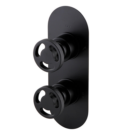 Arezzo Matt Black Industrial Style Round Modern Twin Concealed Shower Valve with Diverter
