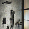 Arezzo Matt Black Square Thermostatic Shower Pack incl. Wall Mounted Head + Slider Rail Kit profile small image view 1 