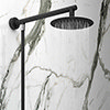Arezzo Round 200mm Matt Black Slim Rainfall Shower Head with 1.75m Flexible Hose profile small image view 1 