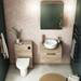Arezzo Wall Hung Countertop Vanity Unit - Rustic Oak - 600mm with Worktop & Matt Black Handle profile small image view 3 