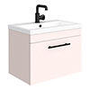 Arezzo Wall Hung Vanity Unit - Matt Pink - 600mm with Industrial Style Black Handle profile small image view 1 