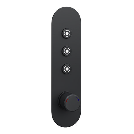 Arezzo Matt Black Industrial Style Push Button Shower Valve (3 Outlets)