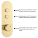 Arezzo Brushed Brass Push-Button Shower with Handset + Rainfall Shower Head profile small image view 3 