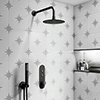 Arezzo Matt Black Push-Button Shower with Handset + Rainfall Shower Head profile small image view 1 