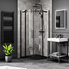 Arezzo Matt Black 800 x 800mm Frameless Quadrant Shower Enclosure with Black Tray profile small image view 1 