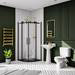 Arezzo Matt Black 900 x 900mm Frameless Quadrant Shower Enclosure with Black Tray profile small image view 6 