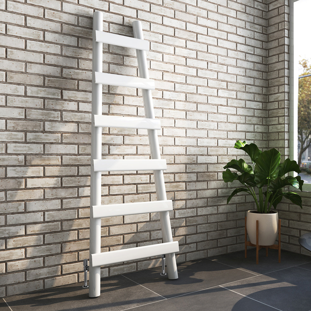Arezzo White Leaning Ladder 1600 x 600 Heated Towel Rail