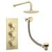 Arezzo Round Brushed Brass 2 Outlet Shower System (Fixed Shower Head + Overflow Bath Filler) profile small image view 7 