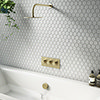 Arezzo Round Brushed Brass 2 Outlet Shower System (Fixed Shower Head + Overflow Bath Filler) profile small image view 1 