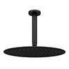 Arezzo Matt Black 300mm Thin Round Shower Head with Ceiling Mounted Arm profile small image view 1 