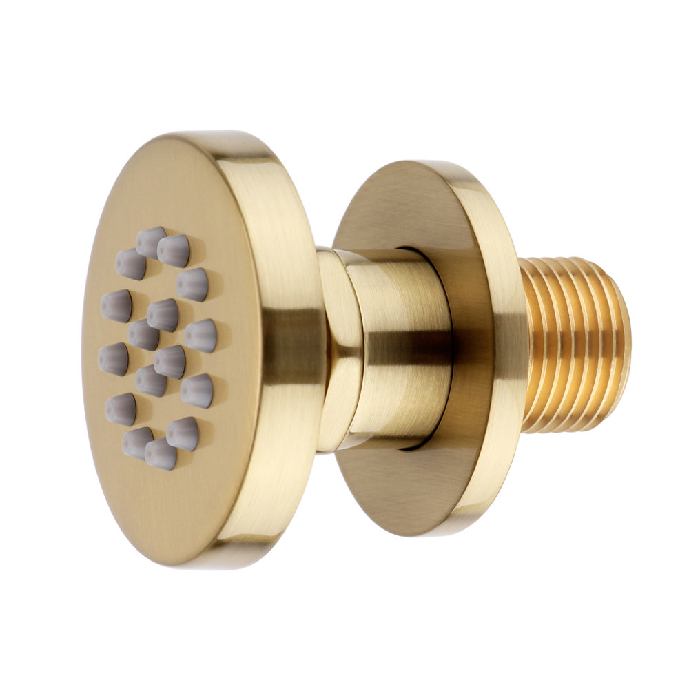 Arezzo Modern Slim Round Body Jet Brushed Brass Victorian Plumbing UK