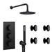Arezzo Matt Black Round Concealed Triple Shower Valve with Diverter, Handset, Fixed Shower Head + 4 Body Jets profile small image view 7 