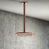 Arezzo Rose Gold 195mm Thin Round Shower Head + 300mm Ceiling Mounted Arm profile small image view 1 