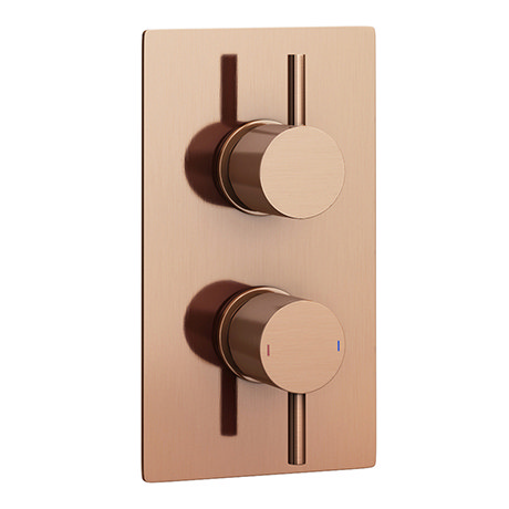 Arezzo Rose Gold Round Modern Twin Concealed Shower Valve with Diverter