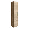 Arezzo Rustic Oak Wall Hung Tall Storage Cabinet with Matt Black Handle profile small image view 1 