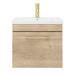 Arezzo Wall Hung Vanity Unit - Rustic Oak - 500mm with Brushed Brass Handle profile small image view 6 