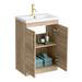 Arezzo Floor Standing Vanity Unit - Rustic Oak - 600mm with Brushed Brass Handles profile small image view 3 