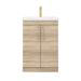 Arezzo Floor Standing Vanity Unit - Rustic Oak - 600mm with Brushed Brass Handles profile small image view 5 