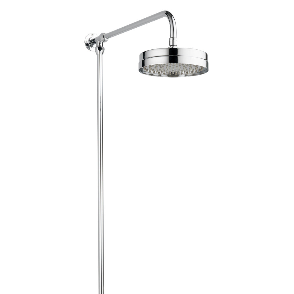 Arezzo Chrome Rigid Riser Kit with 195mm Fixed Head | Victorian Plumbing UK