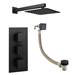 Arezzo Square Matt Black 2 Outlet Shower System (Fixed Shower Head + Overflow Bath Filler) profile small image view 7 
