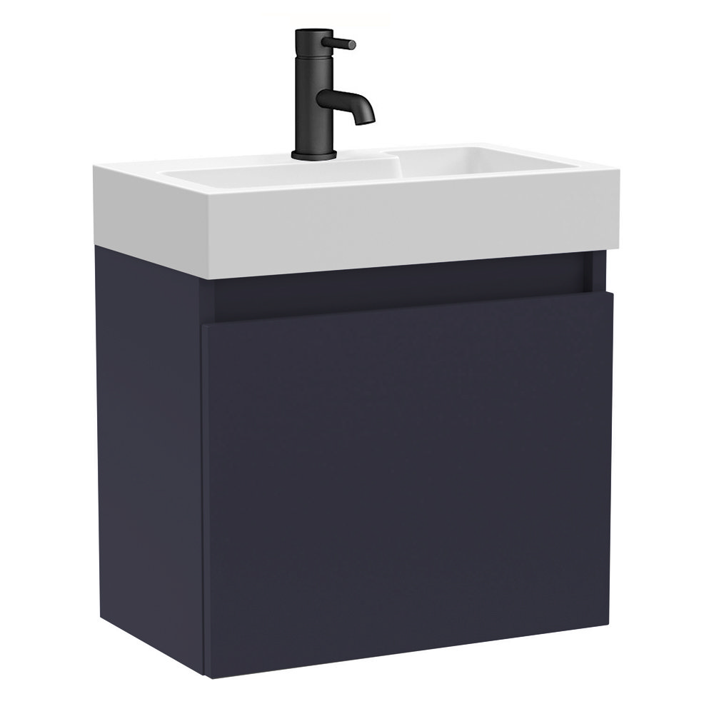 Arezzo Slim Wall Hung Vanity Unit Matt Blue 500 x 300mm Victorian