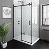 Arezzo Matt Black 1400 x 700 Frameless Sliding Door Shower Enclosure profile small image view 1 