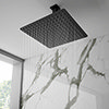 Arezzo Matt Black 300 x 300mm Thin Square Shower Head + Ceiling Mounted Arm profile small image view 1 
