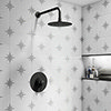 Arezzo Matt Black Round Concealed Dual Thermostatic Valve w. 200mm Shower Head profile small image view 1 